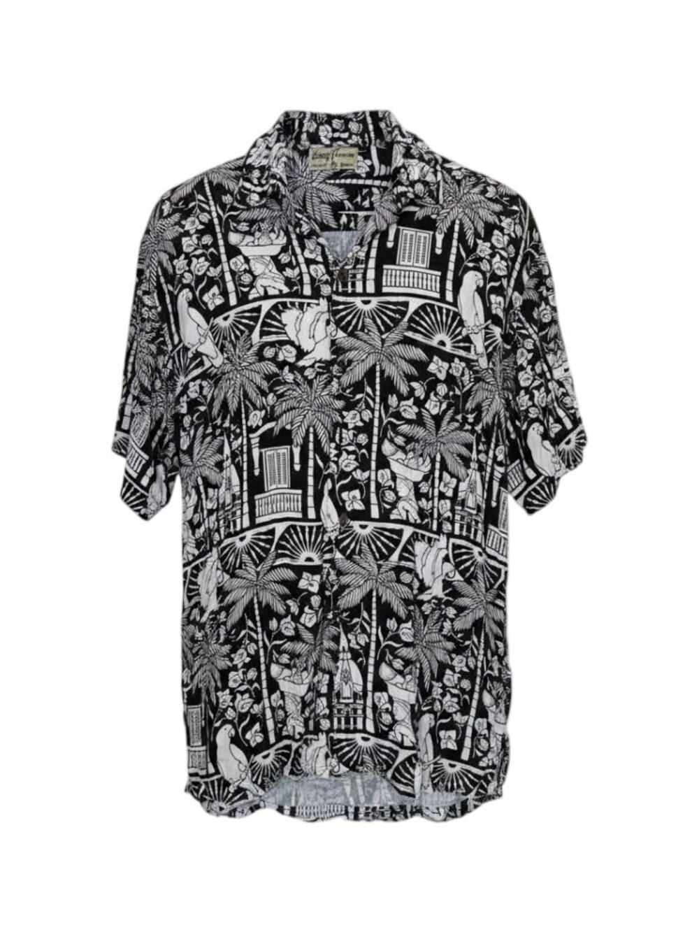 Kenny Flowers Black White Hawaiian Shirt XL Black